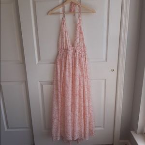 LoveShackFancy Pink Halter Maxi Dress Size Medium